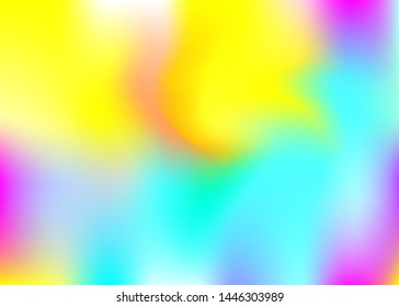 Hologram abstract background. Trendy gradient mesh backdrop with hologram. 90s, 80s retro style. Pearlescent graphic template for brochure, banner, wallpaper, mobile screen.
