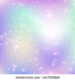 Hologram abstract background. Trendy gradient backdrop with hologram. 90s, 80s retro style. Pearlescent graphic template for brochure, flyer, poster design, wallpaper, mobile screen.