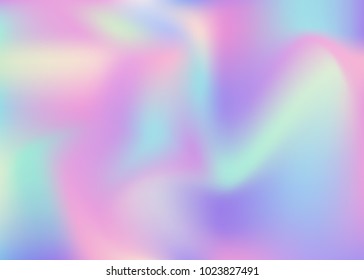 Hologram abstract background. Vibrant gradient mesh backdrop with hologram. 90s, 80s retro style. Pearlescent graphic template for placard, presentation, banner, brochure.