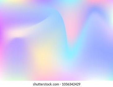 Hologram abstract background. Vibrant gradient mesh backdrop with hologram. 90s, 80s retro style. Pearlescent graphic template for brochure, banner, wallpaper, mobile screen.