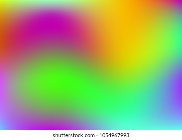 Hologram abstract background. Vibrant gradient mesh backdrop with hologram. 90s, 80s retro style. Iridescent graphic template for banner, flyer, cover design, mobile interface, web app.