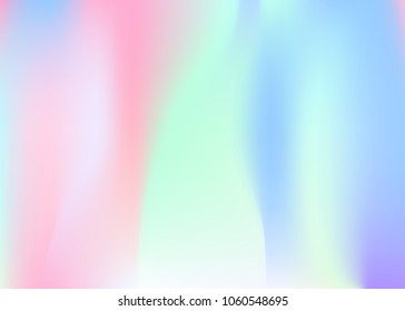 Hologram abstract background. Vibrant gradient mesh backdrop with hologram. 90s, 80s retro style. Iridescent graphic template for brochure, banner, wallpaper, mobile screen.
