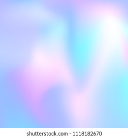 Hologram abstract background. Vibrant gradient mesh backdrop with hologram. 90s, 80s retro style. Pearlescent graphic template for banner, flyer, cover design, mobile interface, web app.