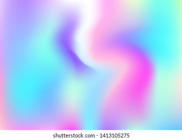 Hologram abstract background. Vibrant gradient mesh backdrop with hologram. 90s, 80s retro style. Pearlescent graphic template for banner, flyer, cover design, mobile interface, web app.