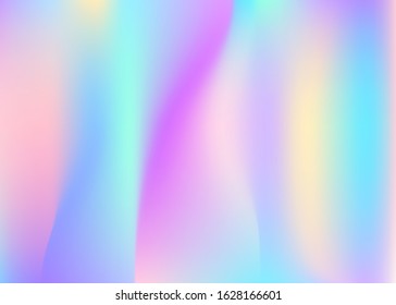 Hologram abstract background. Vibrant gradient mesh backdrop with hologram. 90s, 80s retro style. Pearlescent graphic template for brochure, banner, wallpaper, mobile screen.