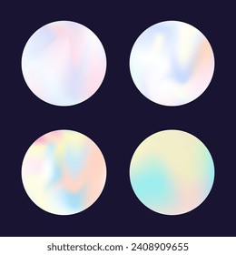 Hologram abstract backgrounds set. Holographic gradient. Retro hologram backdrop. Minimalistic 90s, 80s retro style graphic template for placard, presentation, banner, brochure.
