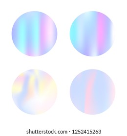 Hologram abstract backgrounds set. Liquid Gradient backdrop with hologram. 90s, 80s retro style. Pearlescent graphic template for banner, flyer, cover, mobile interface, web app.