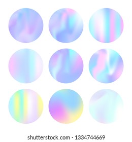 Hologram abstract backgrounds set. Liquid Gradient backdrop with hologram. 90s, 80s retro style. Pearlescent graphic template for banner, flyer, cover, mobile interface, web app.