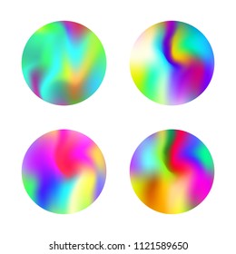 Hologram abstract backgrounds set. Minimal Gradient backdrop with hologram. 90s, 80s retro style. Iridescent graphic template for brochure, flyer, poster, wallpaper, mobile screen.