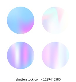 Hologram abstract backgrounds set. Minimal Gradient backdrop with hologram. 90s, 80s retro style. Iridescent graphic template for banner, flyer, cover, mobile interface, web app.
