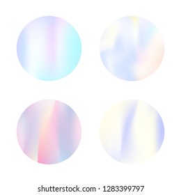 Hologram abstract backgrounds set. Minimal Gradient backdrop with hologram. 90s, 80s retro style. Iridescent graphic template for brochure, flyer, poster, wallpaper, mobile screen.