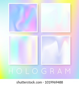 Abstrakte Hologramm-Hintergründe. Plastische Farbverlauf-Hintergrund mit Hologramm. 90er, 80er Jahre Retro-Stil. Bildvorlage für Banner, Flyer, Cover, mobile Schnittstelle, Web App.