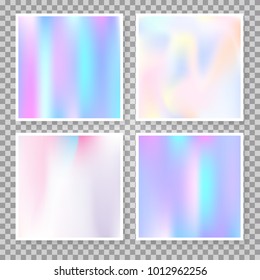 Conjunto de fondos abstractos de holograma. Fondo de degradado moderno con holograma. estilo retro de los años 90 y 80. Plantilla gráfica iridiscente para banner, volante, portada, interfaz móvil, aplicación web.
