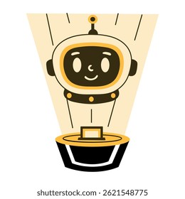 Uma ilustração de robô assistente holograma no estilo desenhado à mão 
