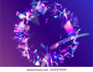 Hologram Background. Blue Art Ribbon. Laser Christmas Illustration. Foil Texture. Celebrate Burst. Rainbow Poster. Unicorn Design. Festive Effect. Pink Hologram Background