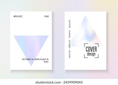 Hologram Background. Crystal Concept. Blue Gradient Flyer. Graphic Effect. Minimal Shape. Isolated Metal Brochure. Iridescent Poster. Violet Hologram Background