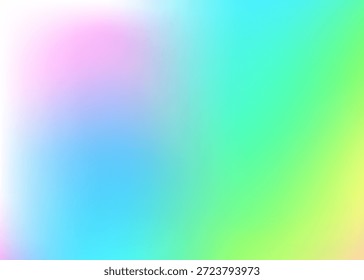 Fondo del holograma. Gradiente de ensueño. Diseño brillante. Tarjeta retro. Textura Pop psicodélica. Folleto geométrico de metal. Gradiente de Fuzz. Luz de unicornio. Fondo de holograma rosa