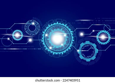 engranajes de fondo del holograma. Tecnología digital. Ilustración vectorial.
