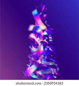 Hologram Background. Holographic Sparkles. Transparent Confetti. Laser Design. Party Christmas Backdrop. Holiday Art. Blue Disco Texture. Unicorn Foil. Purple Hologram Background