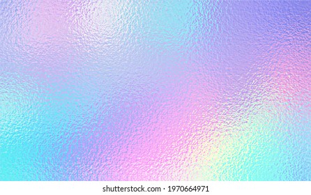 Hologram background. Iridescent foil effect texture. Holography pattern. Pearlescent gradient. Rainbow surface for design prints. Pastel color. Holographic metal patern. Delicate background. Vector
