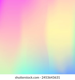 Holograma de fondo. Textura irisada. Folleto Futurista Suave. Degradado azul brillante. Malla de arco iris. Degradado perla. Lámina de moda. Concepto de neón. Fondo de holograma púrpura