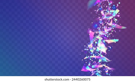 Hologram Background. Party Paper. 3d Abstract Backdrop. Cristal Ribbon. Laser Texture. Modern Poster. Purple Happy Serpentine. Festive Burst. Blue Hologram Background