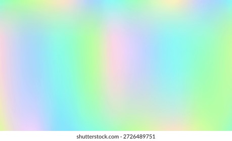 Holograma de fundo. Textura Pearlescente. Tela de Fundo Multicolor Retroativa. Malha macia. Fluido de Arco-íris. Pop Vetor. Textura holográfica. Gradiente Brilhante Hippy. Plano de Fundo do Holograma Azul