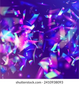 Hologram Background. Purple Blur Tinsel. Fiesta Foil. Holiday Art. Bokeh Sparkles. Shiny Abstract Illustration. Retro Design. Falling Glitter. Violet Hologram Background