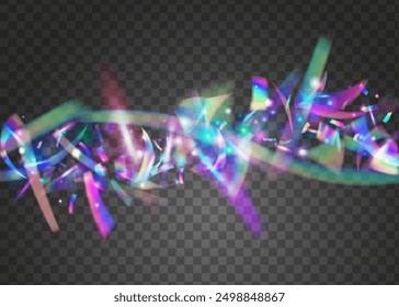 Hologram Background. Retro Element. Surprise Flag. Purple Foil Effect. 3d Confetti. Isolated Design. Explosion Glitter. Art Christmas Illustration. Pink Hologram Background