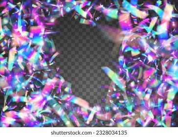Hologram Background. Retro Flare. Falling Texture. Light Glitter. Fiesta Art. Blue Disco Glare. Party Festival Decoration. Unicorn Foil. Violet Hologram Background