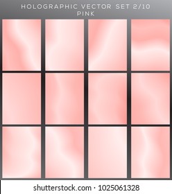 Hologram background vector set. Hologram background of Wrinkled abstract pastel background surface