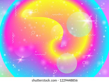 Hologram background with vibrant rainbow gradients. Dynamic fluid. Holographic cosmos. Design layout for mobile interface, wallpaper and banner. Hipster hologram background.