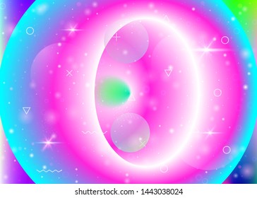 Hologram background with vibrant rainbow gradients. Dynamic fluid. Holographic cosmos. Graphic template for wallpaper, banner and presentation. Girlie hologram background.