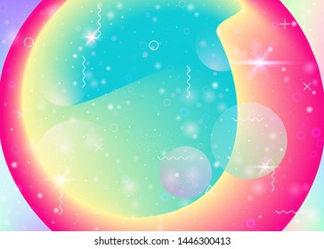 Hologram background with vibrant rainbow gradients. Dynamic fluid. Holographic cosmos. Graphic template for banner, presentation and banner. Trendy hologram background.