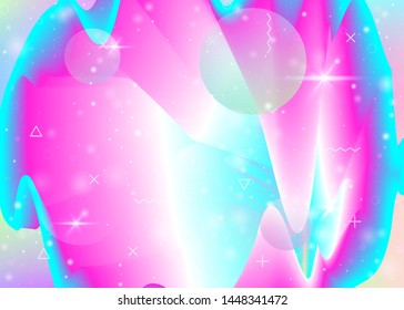 Hologram background with vibrant rainbow gradients. Dynamic fluid. Holographic cosmos. Design layout for brochure, brochure and placard. Rainbow hologram background.