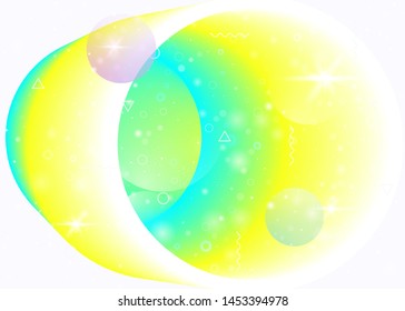 Hologram background with vibrant rainbow gradients. Dynamic fluid. Holographic cosmos. Graphic template for mobile screen, mobile interface and placard. Memphis hologram background.