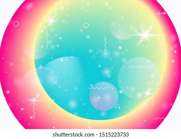 Hologram background with vibrant rainbow gradients. Dynamic fluid. Holographic cosmos. Graphic template for banner, flyer and web app. Trendy hologram background.