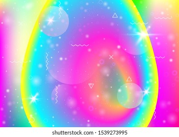 Hologram background with vibrant rainbow gradients. Dynamic fluid. Holographic cosmos. Design template for mobile interface, wallpaper and web app. Plastic hologram background.