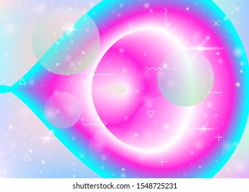 Hologram background with vibrant rainbow gradients. Dynamic fluid. Holographic cosmos. Graphic template for wallpaper, mobile interface and book. Neon hologram background.