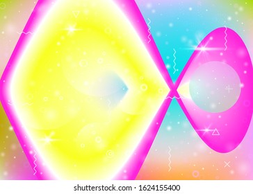 Hologram background with vibrant rainbow gradients. Dynamic fluid. Holographic cosmos. Graphic template for mobile screen, mobile screen and wallpaper. Iridescent hologram background.