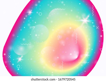 Hologram background with vibrant rainbow gradients. Dynamic fluid. Holographic cosmos. Graphic template for placard, flyer and flyer. Stylish hologram background.