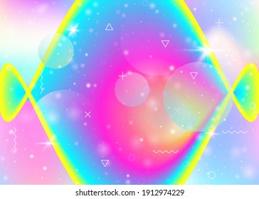 Hologram background with vibrant rainbow gradients. Dynamic fluid. Holographic cosmos. Design layout for brochure, annual report and wallpaper. Girlie hologram background.