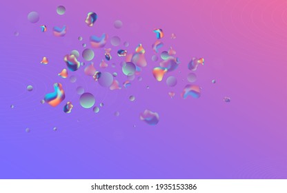 Hologram Blob Grafik-Vektorblauer Hintergrund. Party 3d Banner. Neon Plastic Bubbles Muster. Farbverlauf-Flieger.