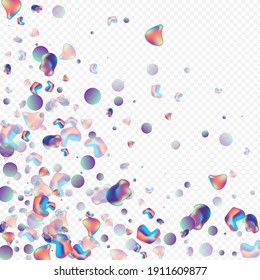 Hologram Blob Organic Vector Transparent Background. Memphis Fluid Pattern. Iridescent Splash Bubble Design. Color Shape Cover.