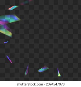 Hologram Blur Vector Transparent Background. Iridescent Kaleidoscope Cool Design. Color Sparkle Dreamy Border. Glow Glamour Bokeh Pattern.