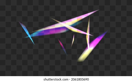 Hologram Bokeh Vector Transparent Background. Bright Sparkle Flying Border. Holographic Flare Dreamy Branch. Glow Falling Confetti Backdrop.