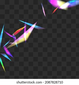 Hologram Bokeh Vector Transparent Background. Color Refraction Festive Design. Light Cristal Laser Poster. Neon Overlay Spectrum Backdrop.