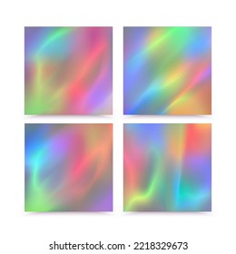 Hologram bright colorful backgrounds set. Mesh template. Design for greeting card Vector illustration