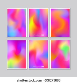 Hologram bright colorful backgrounds set. Vector mesh template. Design for greeting card, report, cover, book, print,poster,brochure,magazine