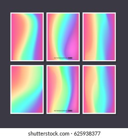 Hologram bright colorful backgrounds set. Vector mesh template. Design for greeting card, report, cover, book, print,poster,brochure,magazine
